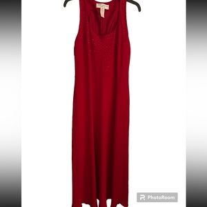 Jones New York Red Maxi Dress with Rhinestone Detail